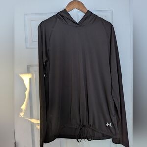 Women's Under Armour Black Hoodie Lightweight! Cinch Tie In The Front.